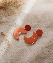Load image into Gallery viewer, Half Moon drop earrings in Terracotta and Marble