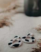 Load image into Gallery viewer, Retro Cow Print Monochrome Hoop Drop Earrings