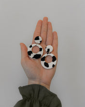 Load image into Gallery viewer, Retro Cow Print Monochrome Hoop Drop Earrings