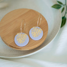 Load image into Gallery viewer, Lolita in LILAC, a Matte Disc on a 24 karat Gold-Plated Hoop. Choice of 5 charms.