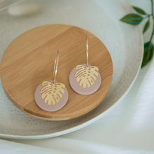 Load image into Gallery viewer, Lolita in Dusty Pink, a Matte Disc on a 24 karat Gold-Plated Hoop. Choice of 5 charms.