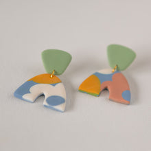 Load image into Gallery viewer, Colourful Flower Power Arch Stud Dangles