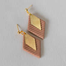 Load image into Gallery viewer, Textured WHITE Diamond with Polished Gold Plated Charm on a 22 karat Gold Plated Ball Stud