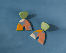 Load image into Gallery viewer, Colourful Flower Power Arch Stud Dangles