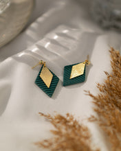 Load image into Gallery viewer, Textured TEAL Diamond with Polished Gold Plated Charm on a 22 karat Gold Plated Ball Stud
