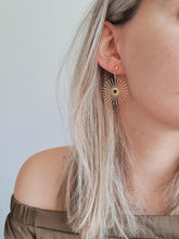 Load image into Gallery viewer, Brass Sun Charm, Minimal Statement with Gold Plated Ball Stud
