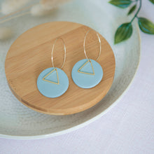Load image into Gallery viewer, Lolita in MINT GREEN, a Matte Disc on a 24 karat Gold-Plated Hoop. Choice of 5 charms.
