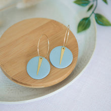 Load image into Gallery viewer, Lolita in MINT GREEN, a Matte Disc on a 24 karat Gold-Plated Hoop. Choice of 5 charms.
