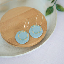 Load image into Gallery viewer, Lolita in MINT GREEN, a Matte Disc on a 24 karat Gold-Plated Hoop. Choice of 5 charms.
