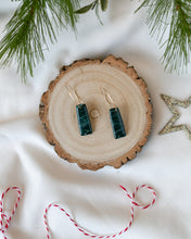 Load image into Gallery viewer, Howlite Effect EMERALD Resin Drops on a 24 karat Gold-Plated Hoop
