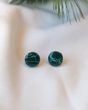 Load image into Gallery viewer, Howlite Effect Resin Dainty Studs in EMERALD. More colours available.
