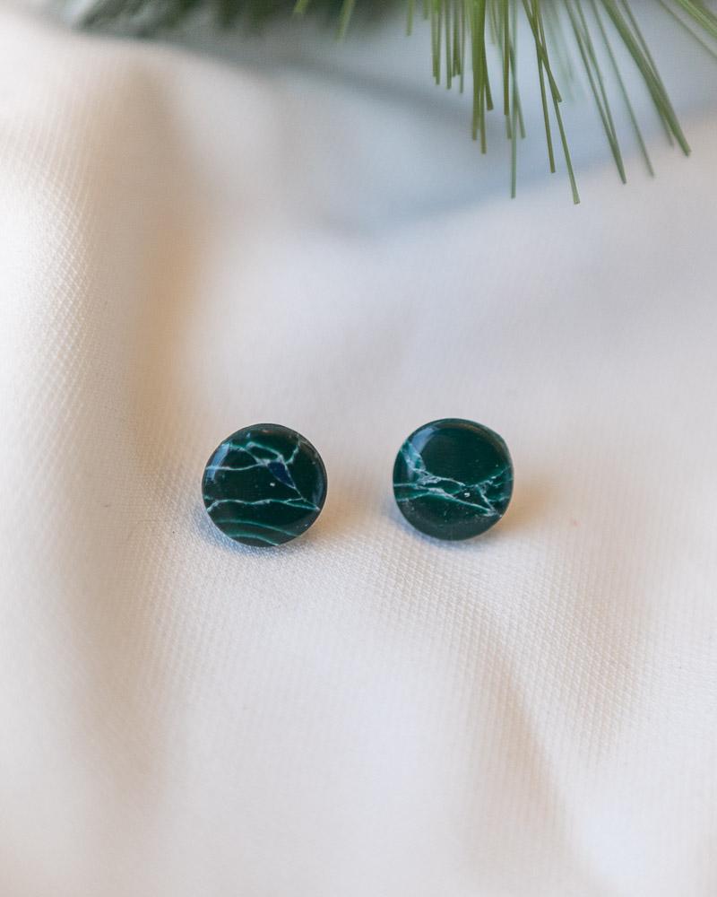 Howlite Effect Resin Dainty Studs in EMERALD. More colours available.