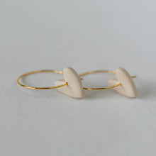 Load image into Gallery viewer, Love Heart on a Hoop in PEARL, 22 karat Gold-Plated Brass. More colours available
