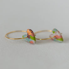 Load image into Gallery viewer, Love Heart on a Hoop in FUCHSIA, 22 karat Gold-Plated Brass. More colours available
