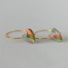 Load image into Gallery viewer, Love Heart on a Hoop in WHITE, 22 karat Gold-Plated Brass. More colours available
