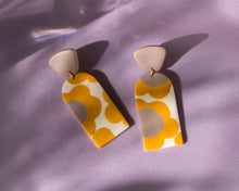 Load image into Gallery viewer, Colourful Flower Power Long Arch Stud Dangles

