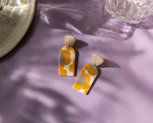 Load image into Gallery viewer, Colourful Flower Power Long Arch Stud Dangles
