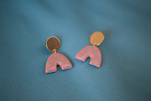 Load image into Gallery viewer, Checkered Pastel Arches with Gold Plated Disc Stud
