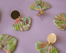 Load image into Gallery viewer, Multi Coloured Seashell on a Gold Plated Disc Stud
