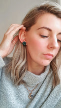 Load image into Gallery viewer, Howlite Effect Resin Dainty Studs in EMERALD. More colours available.
