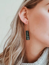 Load image into Gallery viewer, Howlite Effect EMERALD Resin Drops on a 24 karat Gold-Plated Hoop
